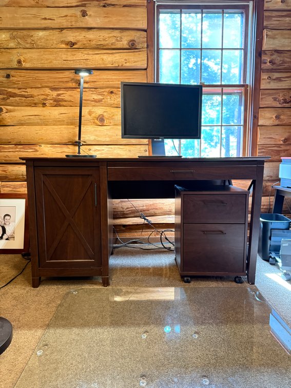 Desk, chair, and floor portector 