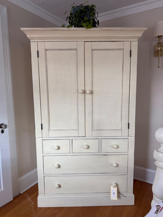 PB  White wood armoire 