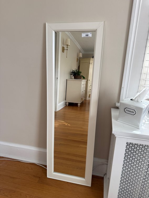 White wood frame mirror 