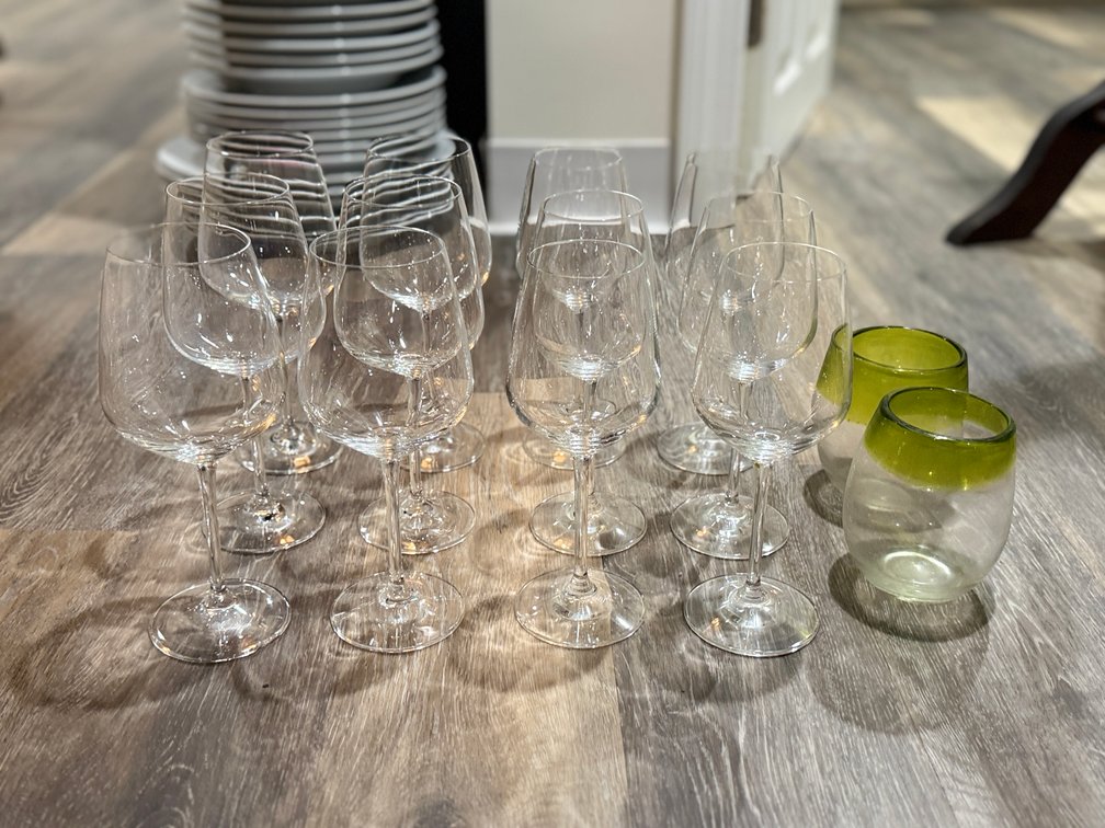 12 crystal wine glasses