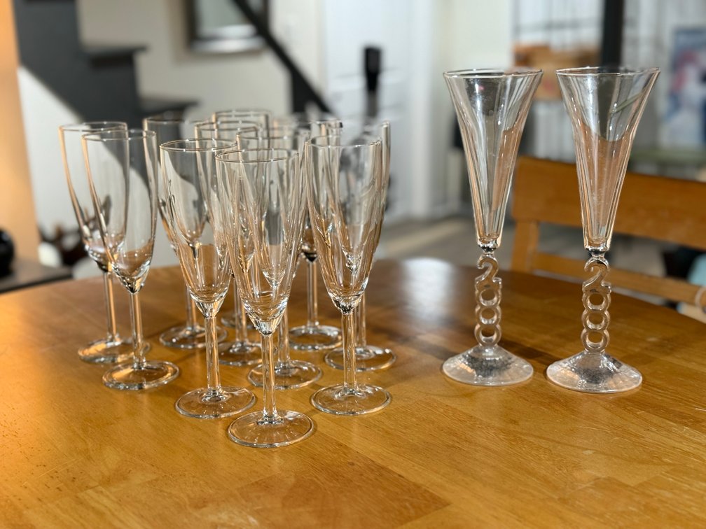 13 champagne flutes