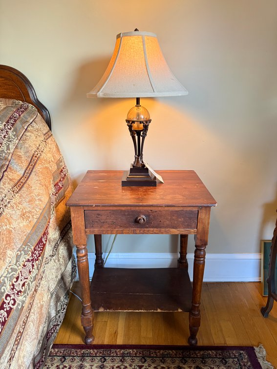 Bedside table & lamp