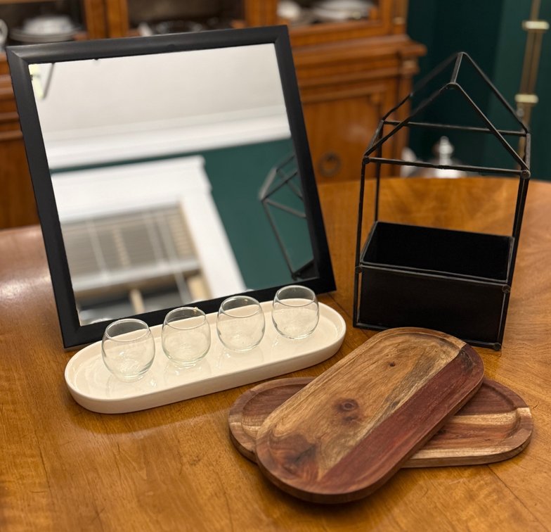 Jewelry trays, planters, mirror