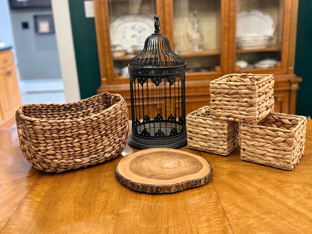 MCM baskets, candle cage, slab