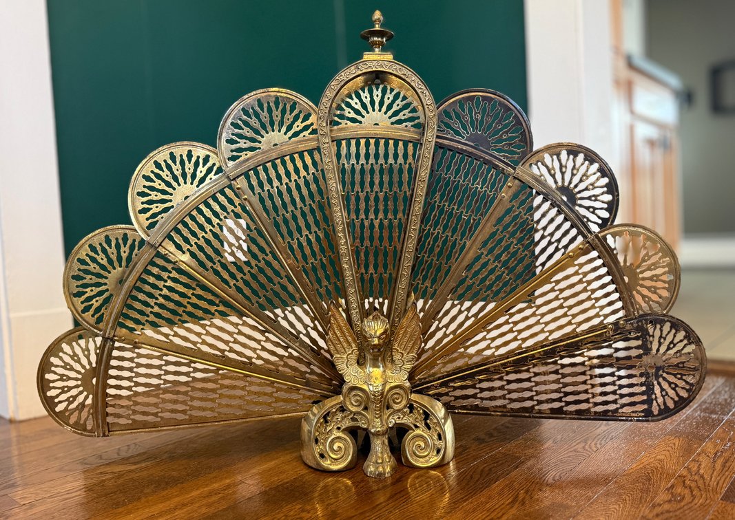 MCM brass fireplace screen