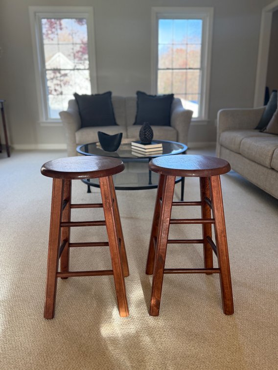 2 counter height wooden stools