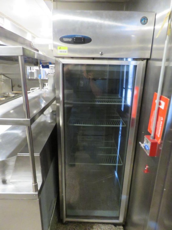 Hoshizaki Glass 1 Door Refrigerator on Wheels, Model CR1S-FGY, 115V
