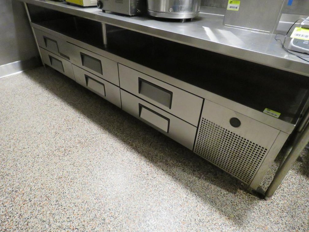 True 110" 6 Drawer Refrigerated Equipment Stand on Wheels, Model TRCB-110, 115V