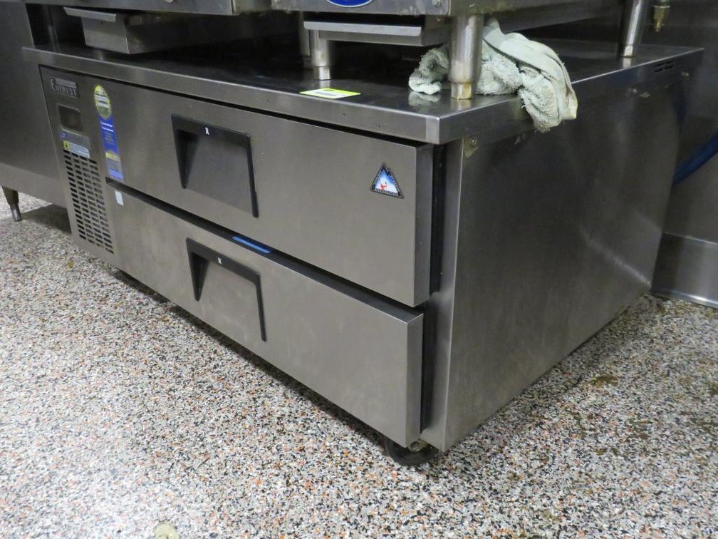 Everest 2 Drawer Refrigerated Equipment Stand on Wheels, 48.5"x32"x24.75"