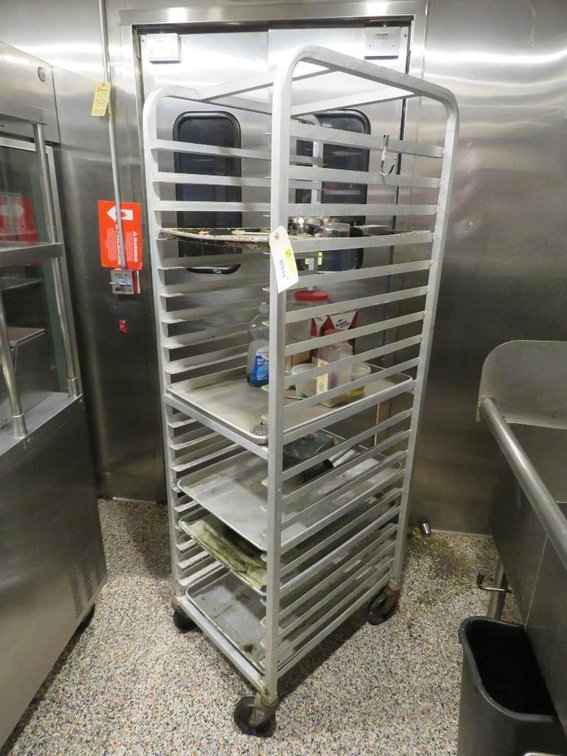 Aluminum Sheet Pan Rack on Wheels 20.5"x26"x70" with 5 Sheet Pans