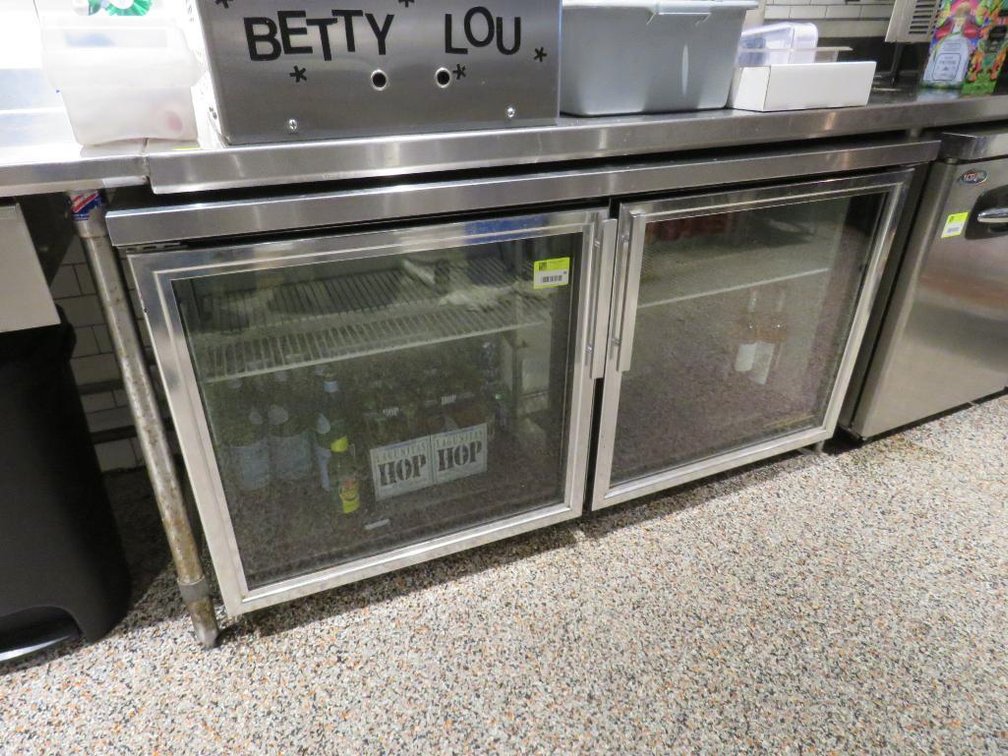 True 60.25" Glass 2 Door Undercounter Refrigerator on Wheels, Model TUC-60G, 115V