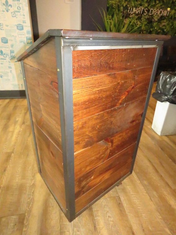 Wood Host Stand on Wheels, 24.5"x20"x43.5"