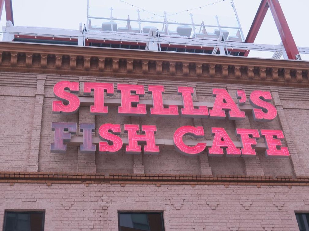 "Stella's Fish Cafe" Outdoor Neon Sign, Approx. 20' Long