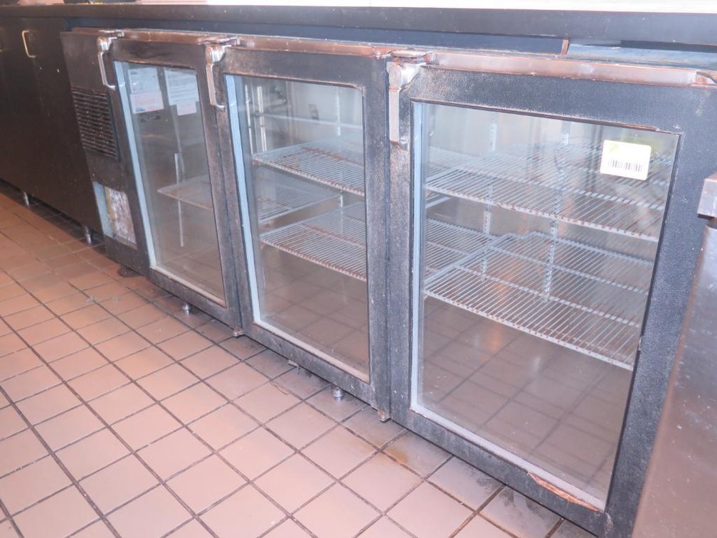 GlasTender 84" Glass 3 Door Back Bar Cooler, Model BB84-L6-GNH (RRR), 115V