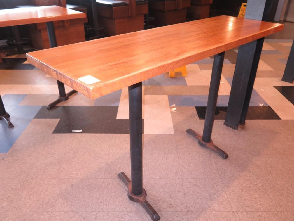 3 Assorted Wood Hightop Tables, 54"x30", 69"x21" and 60" Dia.