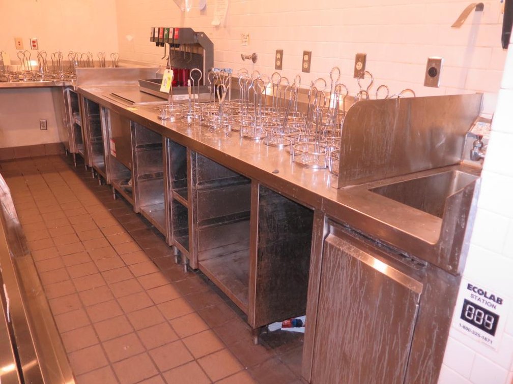 SS L Shape Counter (2 Pcs), 192"x102", Hand Sink, Under Storage, Soda Station (Soda Fountain NOT Included)