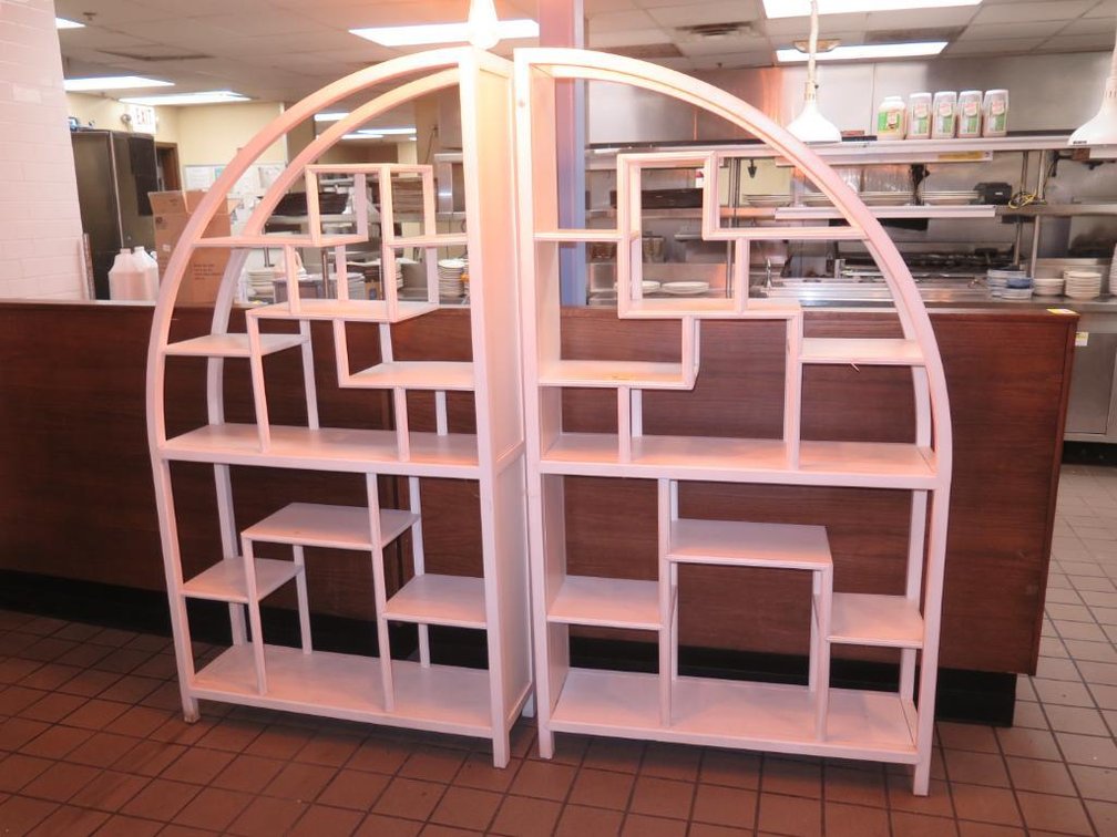 2 Wood Arched Shelves, 40"x12"x72" Each