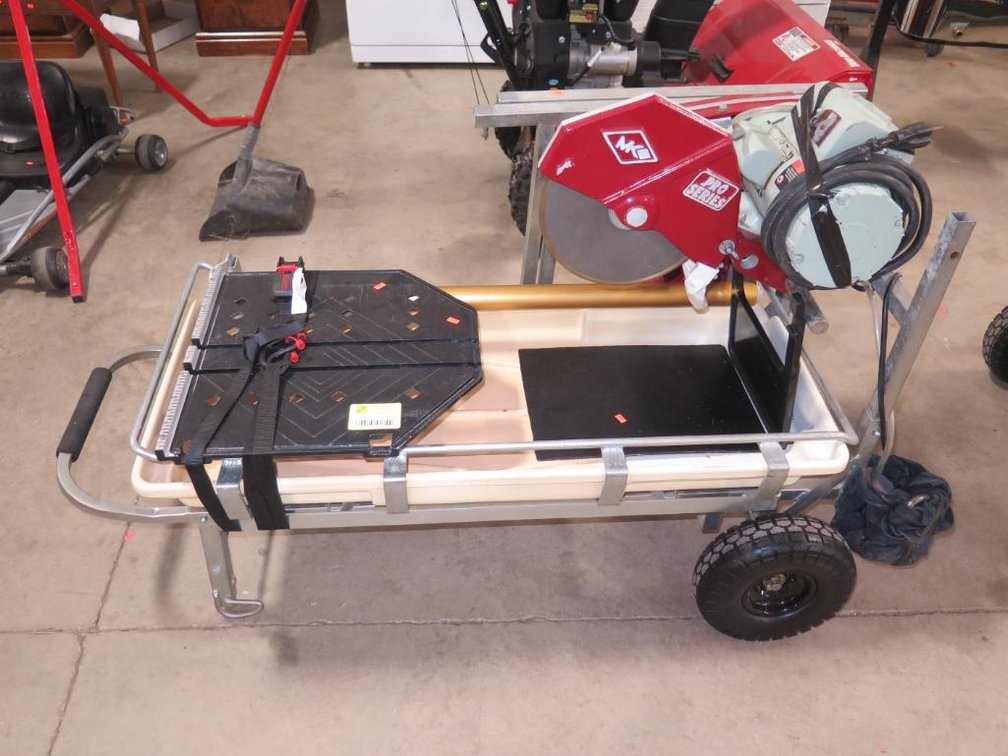 MK Pro Series Tile Saw on Portable Stand, 10" Blade, Model MK-101, Serial 248699-07/00, 2 HP, 115V