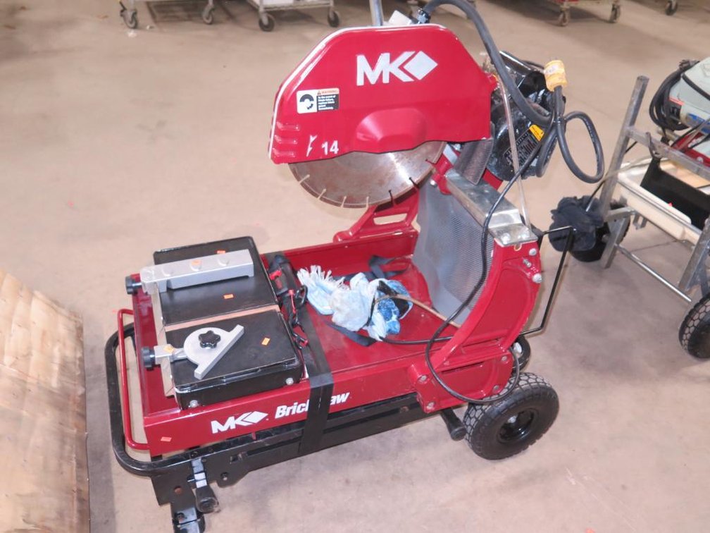 MK Brick Saw on Portable Stand, 14" Blade, Model MK-2001, Serial 0235476, 1.5 HP, 115V