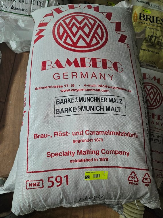 5 Bags Mamberg Barke Munch Malt, 55 Lbs. Per Bag