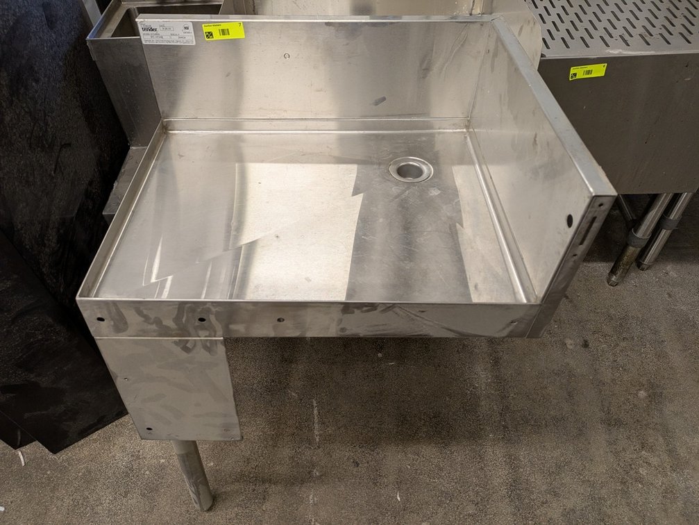 SS Underbar Drain Board, Corner Unit with 1 Leg, 24"x19"