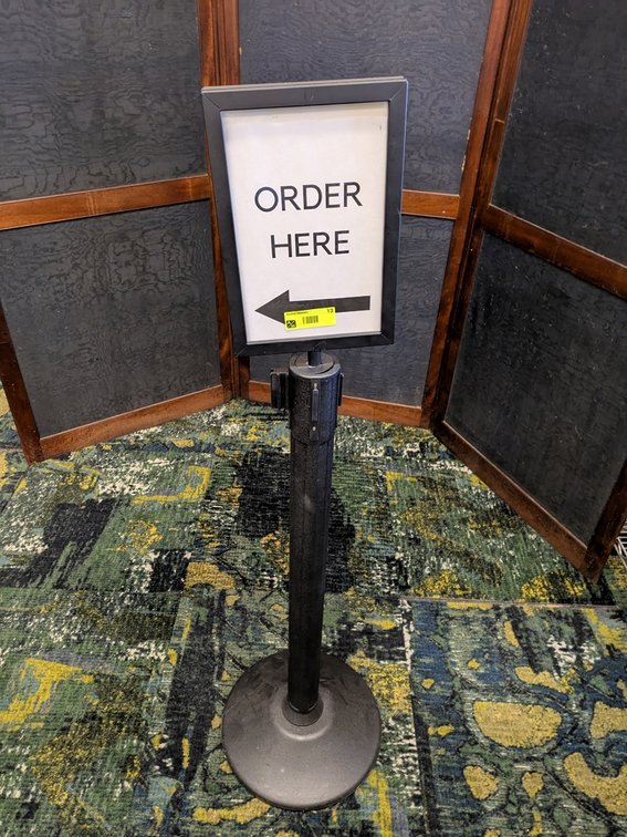 Strap Stanchion with Sign