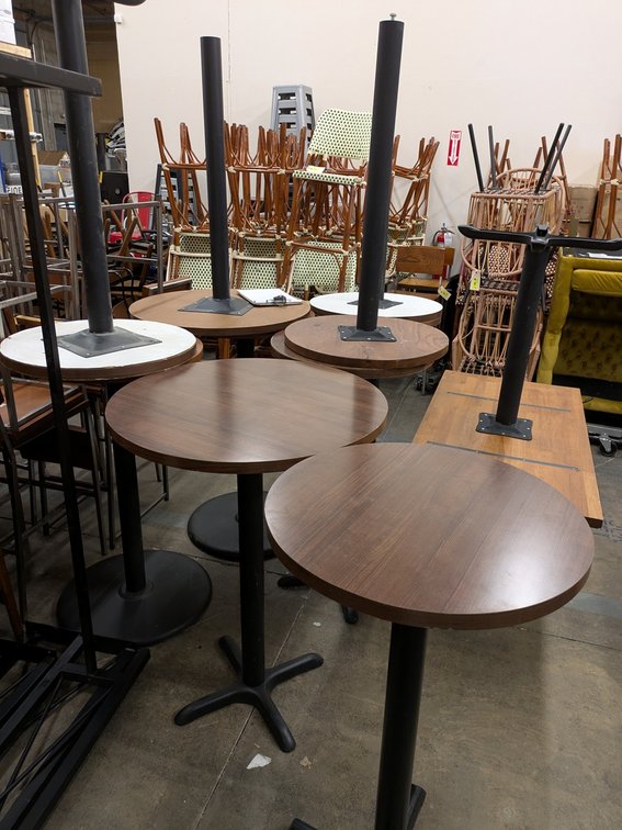 Assorted Round Hightop Tables, 6 - 24"x41", 2 - 30"x41"