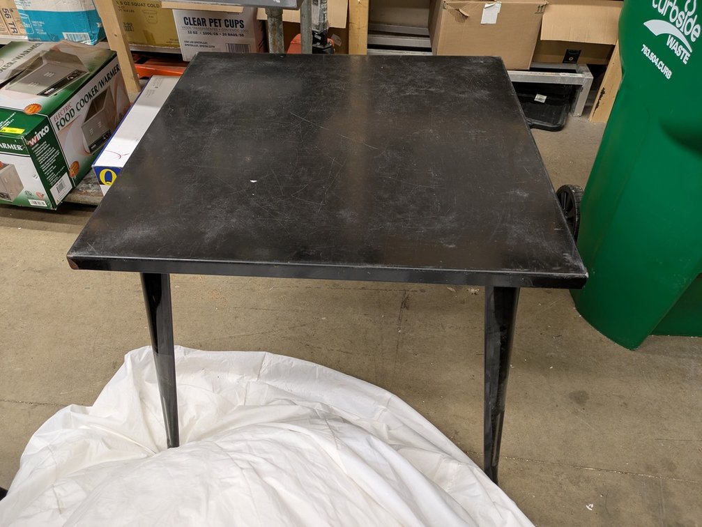 7 Assorted Metal Tables: 5 - 36"x36"x30" and 2 - 32"x32"x30"