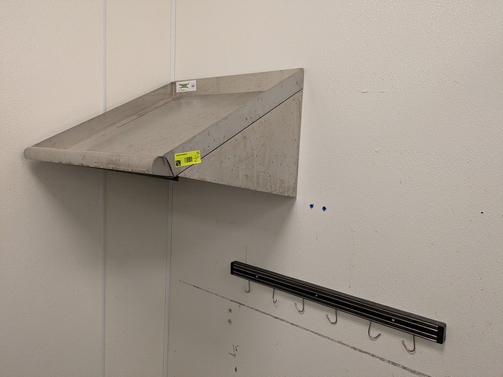 Regency SS Slanted Wall Shelf 21"x21"x14", Magnetic Bar