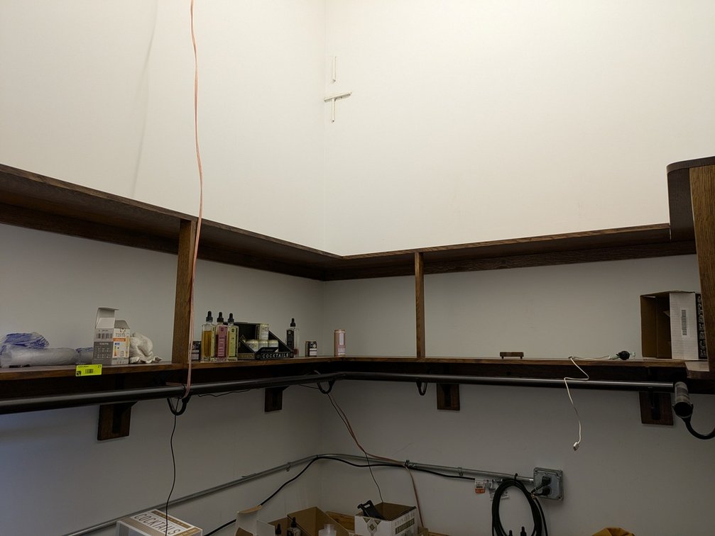 Wood/Metal Wall Shelf/Coat Rack, 80"x70"x34"