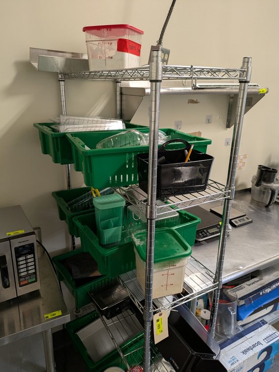 Assorted Contents, Poly Bins, Beaker, Plates/Bowls, More