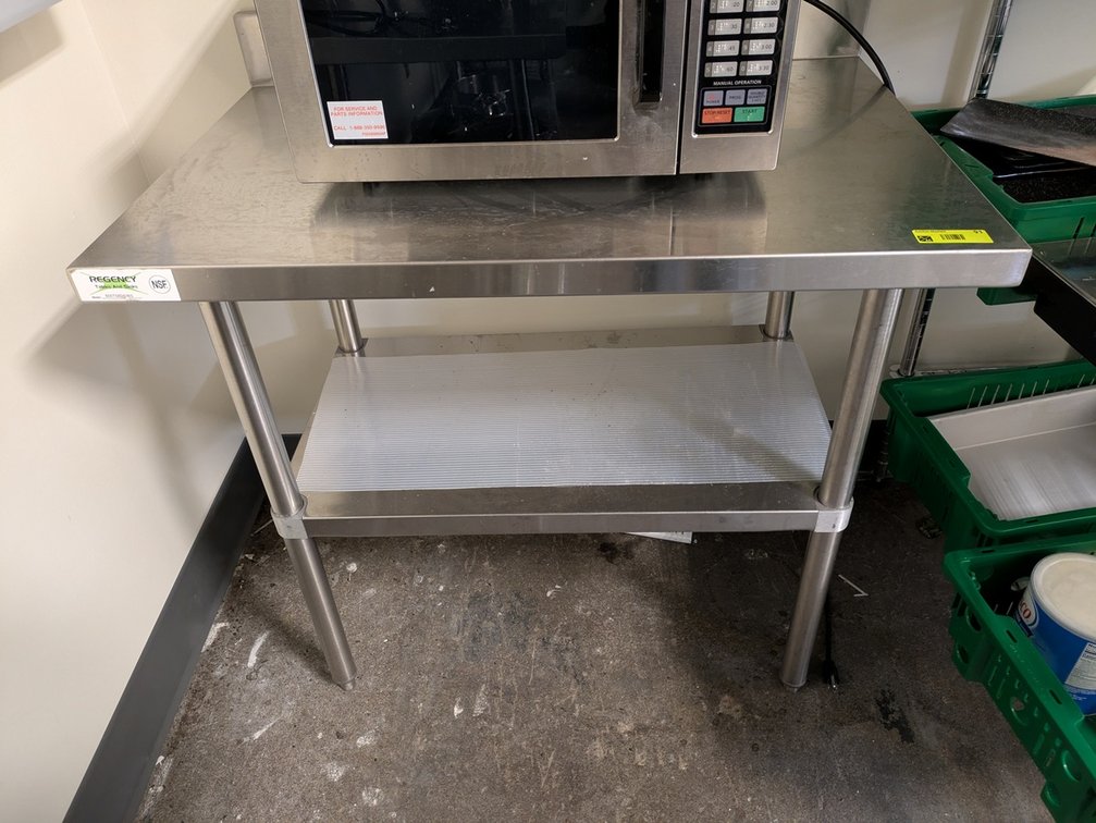 SS Table with Undershelf and Backsplash, 36"x24"x34"