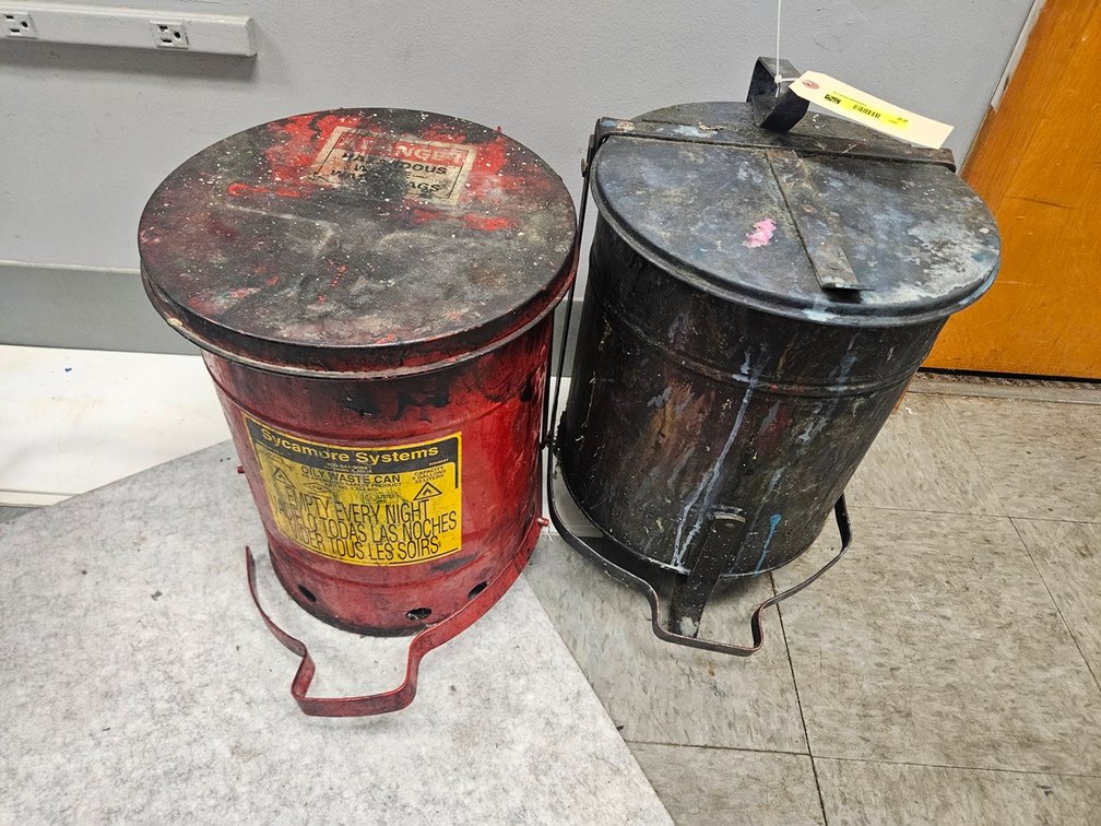 2 Metal Rag Bins