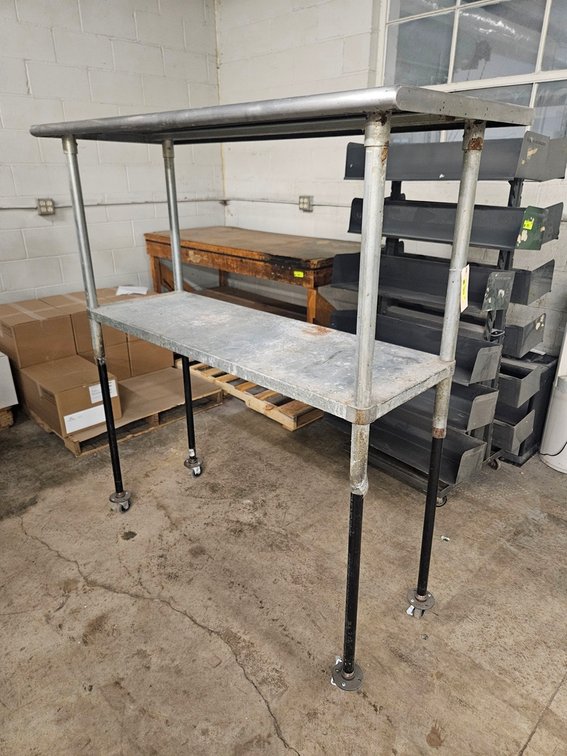 SS Top 2 Tier Table on Wheels, 60"x24"x65"