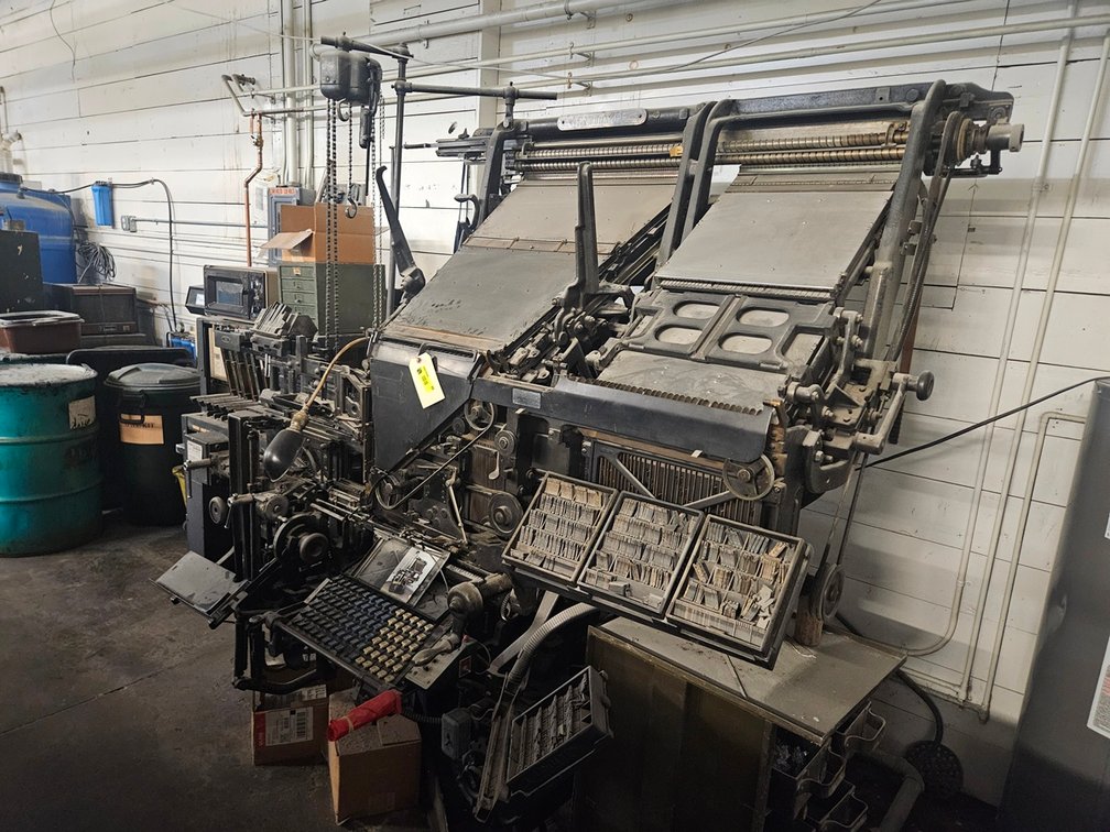 Merganthal Linotype with Cabinet (Machine and Cabinet Only, NO CONTENTS)