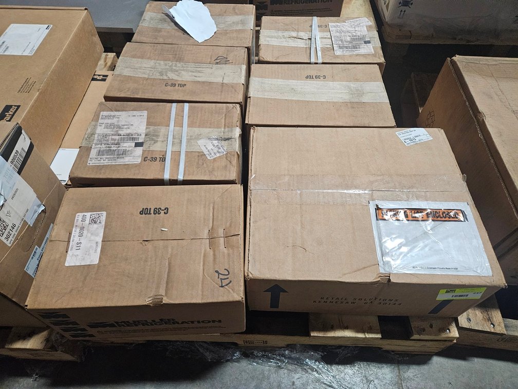 Pallet Assorted, Emerson Climate Control Switch, Mueller Refrigeration Ball Valves, More