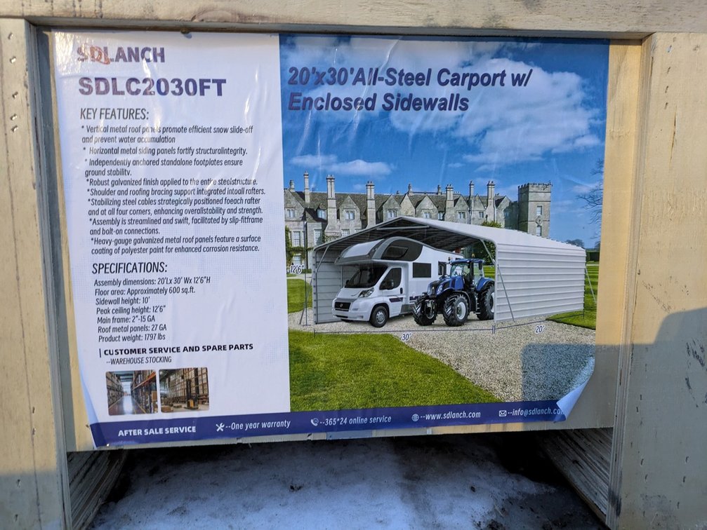 2025 SDLANCH High-End 20'x30' Carport, Model SDLC2030FT, Unused