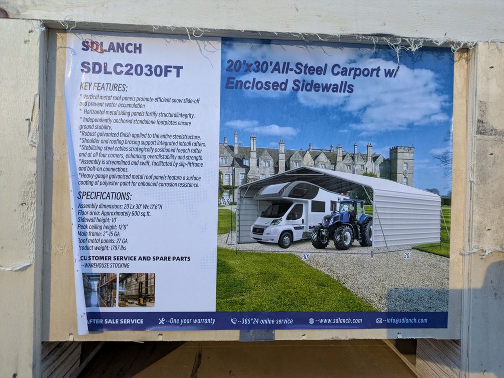 2025 SDLANCH High-End 20'x30' Carport, Model SDLC2030FT, Unused