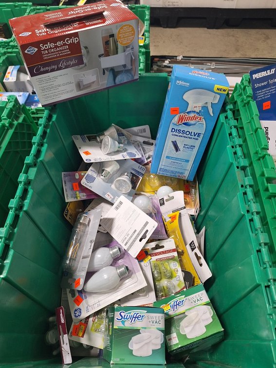 Assorted Light Bulbs, Windex Glass Cleaner, and More
