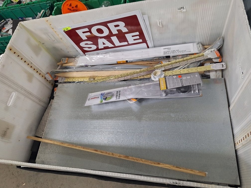 Assorted Hinges, For Sale Signs, Tread Plates, and More