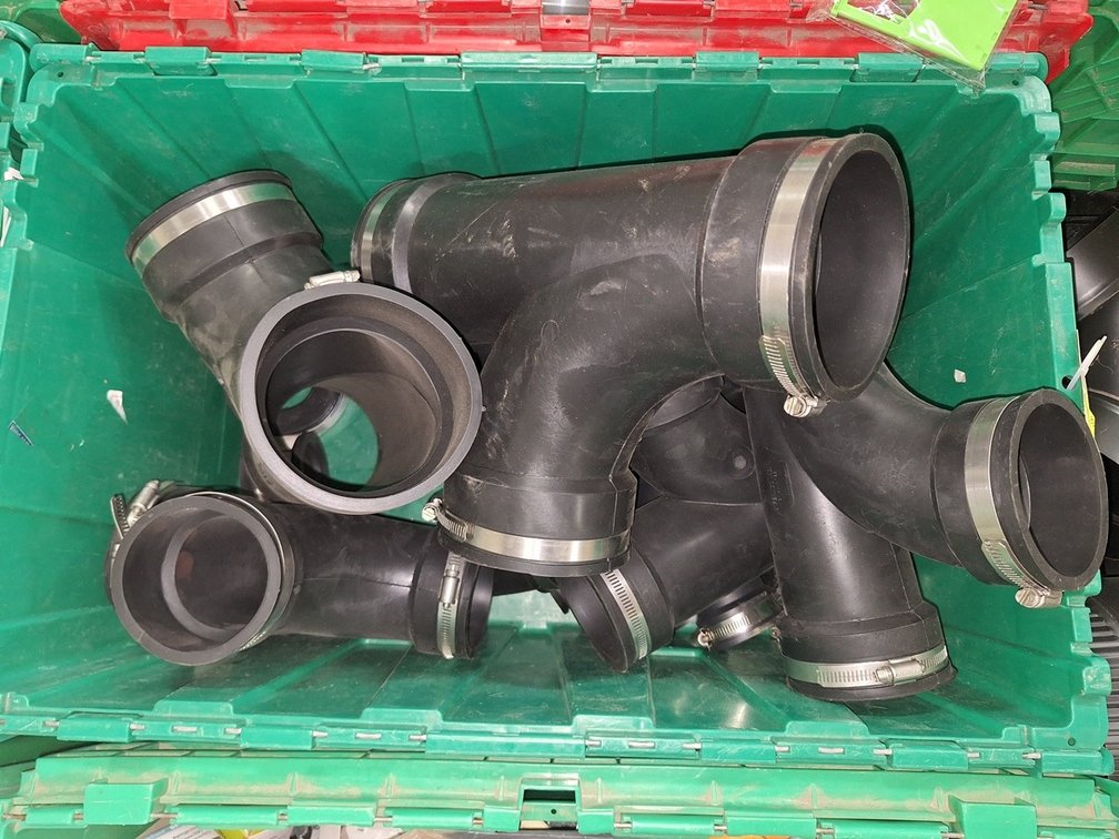 Assorted Plastic Qwik Tees and Assorted Soil Pipe Hubs