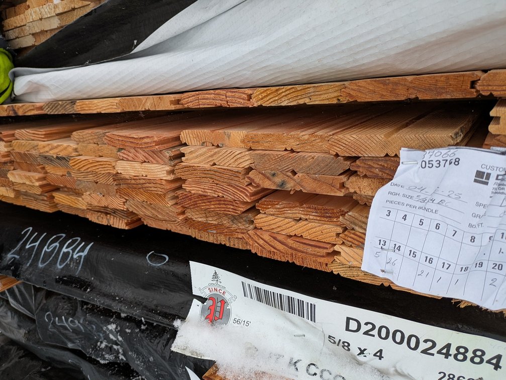 Douglas Fir 5/8"x4" Tongue and Groove Bead Ceiling KD Outs, 409 Sq. Ft., 1572 Linear Feet, 10' to 20' Lengths