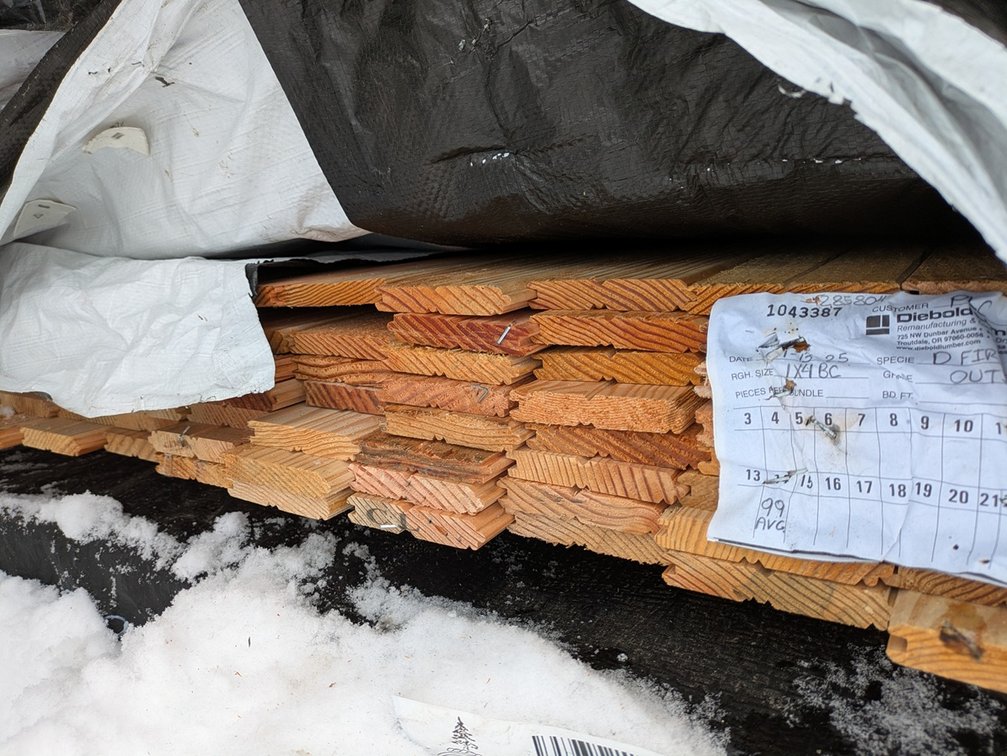 Douglas Fir 5/8"x4" Tongue and Groove Bead Ceiling KD Outs, 361 Sq. Ft., 1386 Linear Feet, 14' Lengths