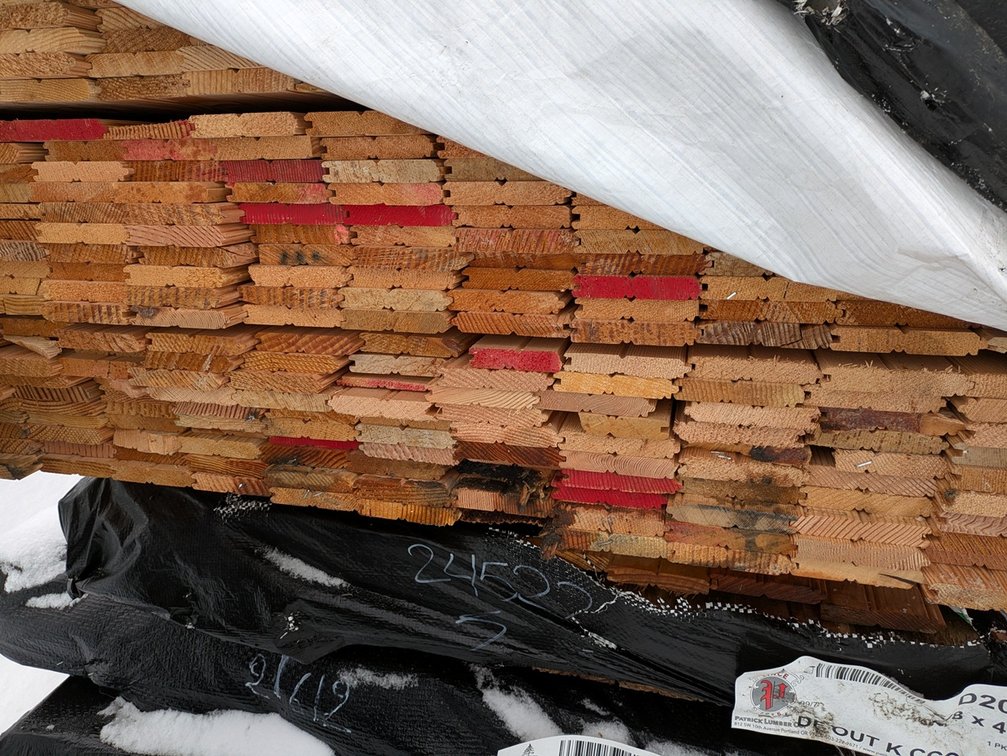 Douglas Fir 5/8"x4" Tongue and Groove Bead Ceiling KD Outs, 753 Sq. Ft., 2893 Linear Feet, 6' to 10' Lengths