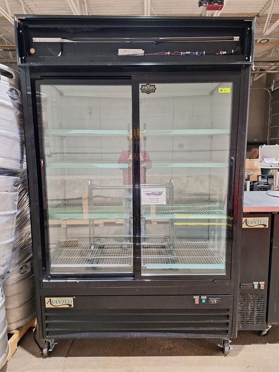Avantco Glass 2 Door Refrigerator on Wheels, Model 178GDS47HCB, 54"x30"x84"