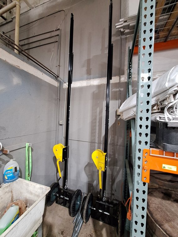 2 Tent-Raising Winches on Wheels