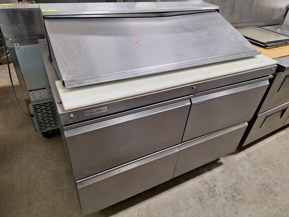 Delfield Refrigerated Prep Table on Wheels, Model D4448NP-18M, 1 PH, 48"x32"x45"