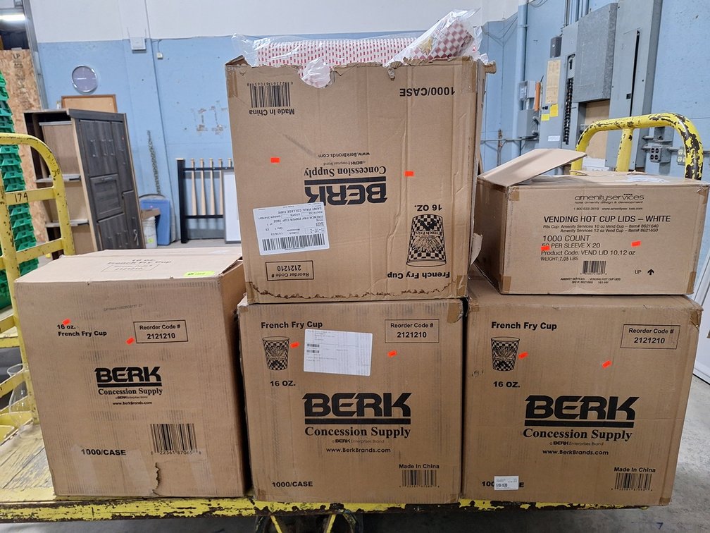 4 Boxes Berk 16 oz. French Fry Cups (1000/Box), Vending Hot Cup Lids