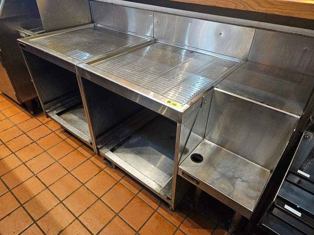 4 Pieces SS Underbar, 12" Hand Sink, 2 - 24" Drain Boards, 12" Shelf