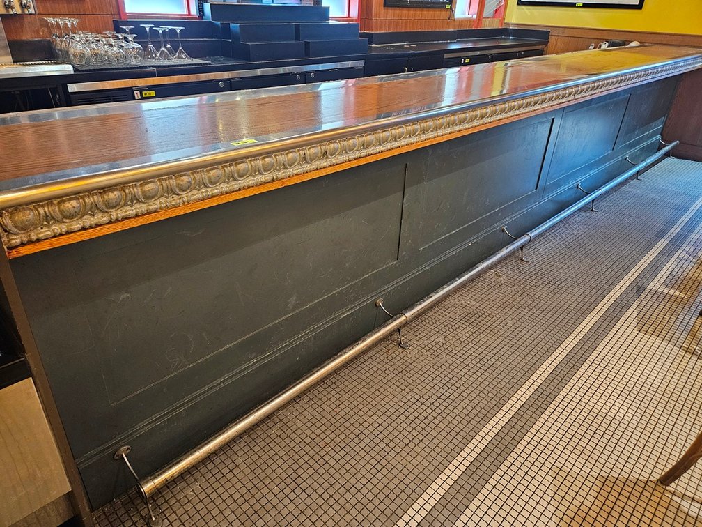 Decorative Wood/SS Bar Top 20' x 27", Footrail